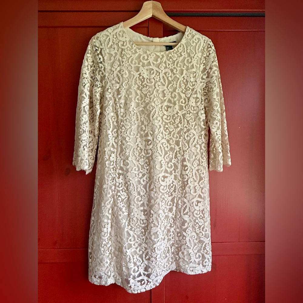 H&M Cream Lace Long Sleeve Dress